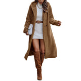 Women's Long Hooded Plush Jacket - Brown - Long Jacket - 2XL - Polyester/Plush - image 6