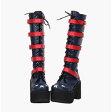 Women's Platform Chunky Buckle Boots - Blue/Red - Boots - 46 B - PU Leather - image 6
