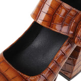 Women's Stone Pattern High-Heel Platform - Red - Chunky Platforms - 43 B - PU Leather - image 42