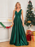 Women's Elegant Satin Sequin Dresses - Navy Blue - Evening Dress - XXL - Polyester Sequin - image 17