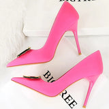 Women's Square Buckle Pointed Toe Pumps - Black - Formal Shoes - 40 B - PU Leather - image 29
