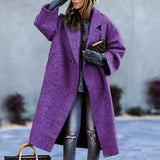 Women's Soft Woolen Loose Overcoat - Purple - Ladies Coat - 4XL - Wool Blend - image 3