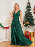 Women's Elegant Satin Sequin Dresses - Navy Blue - Evening Dress - XXL - Polyester Sequin - image 16