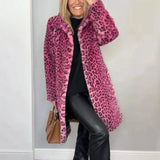 Women's Leopard Print Plush Coat - Khaki - Leopard Print Jacket - XXXL - Polyester - image 4