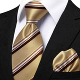 Funki Buys | Neckties | Men's 3 Pcs Striped Jacquard Tie Set