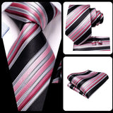 Funki Buys | Neckties | Men's 3 Pcs Pink Black Striped Tie Set