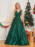Women's Elegant Satin Sequin Dresses - Navy Blue - Evening Dress - XXL - Polyester Sequin - image 23