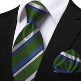 Men's 3 Pcs Striped Jacquard Tie Set - Blue - 2 - One Size - Polyester - image 42