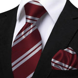 Men's 3 Pcs Striped Jacquard Tie Set - Blue - 2 - One Size - Polyester - image 48