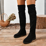 Women's Over Knee Tie Up Platform Boots - Black - Over Knee Suede Tie Boots - 43 B - PU Suede Leather - image 7