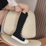 Women's Streetwear Lace Up Canvas Boots - Black - High Top Sneaker - 43 B - Canvas - image 9
