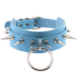 Unisex Rings Spikes Choker Necklace - Black - Rings Choker Necklace - PU Leather - image 4