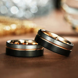 Men's Two Tone Wedding Engagement Ring - Black/Silver/Gold - 8mm - 13 - Tungsten - image 16