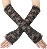 Women's Long Lace Fingerless Gloves - Black - Long Lace Gloves - One Size - Acetate - image 12