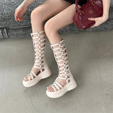 Women's Cut Out Gladiator Sandals - Black - Platform Sandals - 42 B - PU Leather - image 21