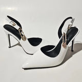 Women's Metallic Beaded High Slingbacks - Gold - 1 6129 / Slingbacks - 42 B - PU Leather - image 38