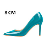 Women's Stylish Patent Leather Stilettos - Turquoise - 12cm - 15 B - Genuine Patent Leather - image 11