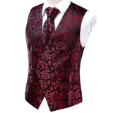 Men's 4 Pcs Silk Slim Fashion Waistcoat Sets - Burgundy - Style 1 / 4Pcs Set - MJ-0051 - XXXL - Silk - image 4