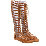 Women's Knee High Gladiator Sandals - Black - Platform Sandals - 42 B - PU Leather - image 12