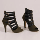 Women's Spike Heel Gladiator Sandals - Blue - Buckle Sandals - 12 B - PU Leather - image 31