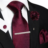 Men's 5 Pcs Luxury Formal Silk Tie Sets - Brown - 038 - One Size - Silk - image 8