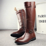 Women's Leatherr British Style Riding Boots - Brown - 46 B - PU Leather - image 4
