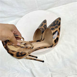 Women's Patent Leopard Stiletto Sandals - Leopard - 12cm - 46 B - Genuine Patent Leather - image 8