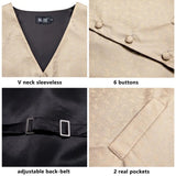Men's 5 Pcs Wedding Vest Tie Set - Beige - 5Pcs Set - MJ-3017-0053 - XXXL - Silk - image 2