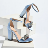 Funki Buys | Shoes | Women's Satin Crystal High Block Sandal