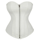 Women's Faux Leather Zip Up Corset - Black - Zip Up Corset - 7XL - PU Leather - image 7