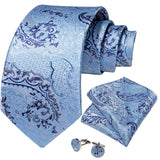 Men's 3 Pcs Formal Silk Blue Tie Sets - Blue - SJT-7683 - One Size - Silk - image 4