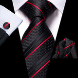Funki Buys | Neckties | Men's 3 Pcs Black Red Striped Tie Set