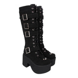 Women's Harajuku Flock Buckle Boots - Black - Boots - 46 B - PU Leather - image 3