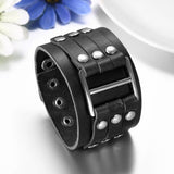 Unisex Leather Studded Wristband - Black - Gothic Bracelet - Medium - PU Leather - image 6