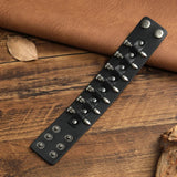 Unisex Leather Gothic Wristband - Black - Gothic Bracelet - Medium - PU Leather - image 5