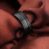Tungsten Brushed Black Bevilled Bands - Black - Wedding Band 8mm - 13 - Tungsten - image 4