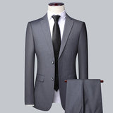 Men's High Quality 3 Pcs Formal Dress Suit - Grey - 1 / 3 Pcs Suit - M (EUR XXS) - Polyester - image 10