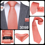 Men's 3 Pcs Stylish Pink Silk Tie Sets - Pink - SJT-3349 - One Size - Silk - image 12