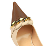 Women's Two Toned Buckle Toe Pumps - Black/Beige - 9.5cm Heels - 40 B - PU Leather - image 19