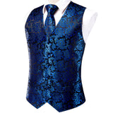 Men's 4 Pcs Luxury Royal Blue Tie Vest Set - Royal Blue - 4pc Tie Set - MJ-0128 - 3XL - Silk - image 4