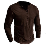 Men's Casual Long Sleeve Henly Shirt - Khaki - Long Sleeve Tee Shirt - 5XL - Polyester - image 12