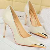 Women's Dress Shoes Metal Toe and Heel - Black - 9.5cm Shoes - 40 B - PU Leather - image 12