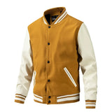 Men's Varsity Stand Collar Bomber Jacket - Orange - Bomber Jacket - 4XL - PU Leather - image 26