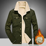 Men's Washed Thick Fleecy Winter Jacket - Army Green - Fleecy Jacket - 6XL - Cotton - image 5