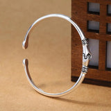 Men's Women's Silver Hand Hug Bangle - Silver - Unisex Bracelet - Adjustable - Sterling Silver - image 5