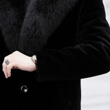 Men's Long Faux Fur Buttoned Up Coat - Black - Fax Fur Jacket - 4XL - Polyester - image 19