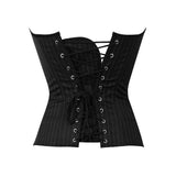 Women's Pin Striped Front Clip Up Corset - Black - Pin Striped Corset - 6XL - Spandex - image 2