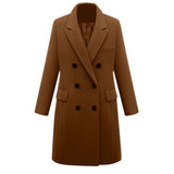 Women's Long Slim Wool Blend Coat - Yellow - Double Breasted Coat - 6XL - Wool Blend - image 2
