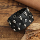 Unisex Leather Gothic Wristband - Black - Gothic Bracelet - Medium - PU Leather - image 2