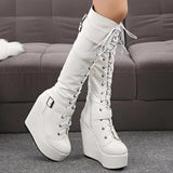 Women's High Luxury Gothic Platform Boots - Black - 1 / Lace Up - 10 B - PU Leather - image 4